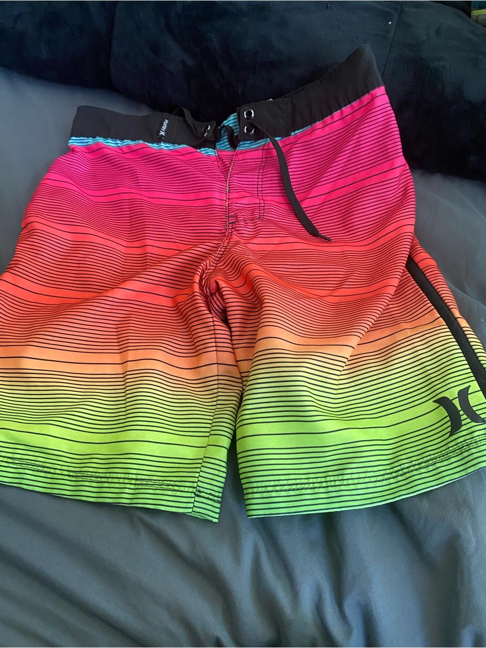 Hurley Men's Pink-Orange-Yellow-Green Gradient Board Shorts